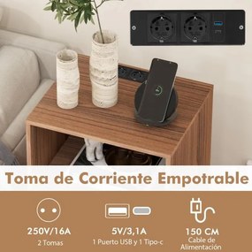 Estante para discos vinil de 3 níveis com estação de carregamento Estante 4 divisórias 48 x 40 x 88 cm cor nogueira