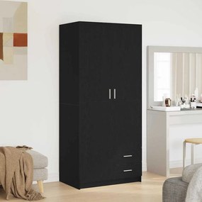 Guarda-roupa vidaXL Preto Carvalho 80x52x180 cm Madeira de engenharia