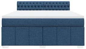 Cama com molas/colchão 180x200 cm tecido azul