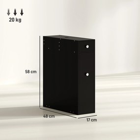Móvel Porta-Papel Higiénico, 17 x 48 x 58 cm, com Várias Gavetas, Preto