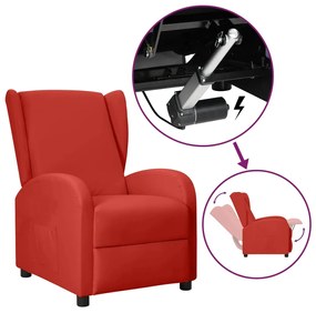 vidaXL Poltrona reclinável elevatória couro artificial vermelho tinto