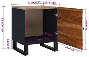 Mesa de cabeceira 40x33x46 cm madeira recuperada maciça