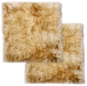 vidaXL Almofadas cadeira 2 pcs 40x40cm pele carneiro castanho mesclado