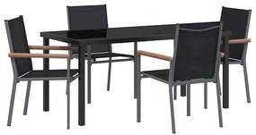 Conjunto de Jantar para Jardim 5 Peças Preto em Textilene e Aço