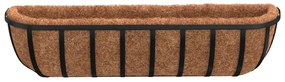 Vasos de parede 2 pcs c/ forro de coco 61x19x16 cm aço preto