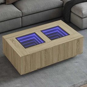 vidaXL Mesa de centro luzes LED Infinity 116x69x40 cm carvalho sonoma