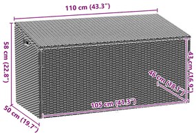 Caixa de arrumação para jardim 110x50x58 cm vime PE preto