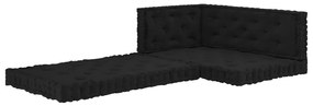 vidaXL Almofadões para sofá de paletes 4 pcs algodão preto