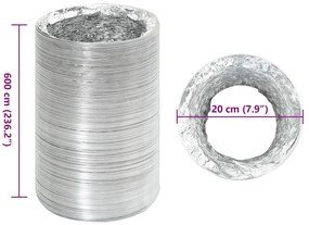 Conduta de ventilação 6 m Ø20 cm alumínio