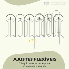 Cercas de Jardim 305x79,5 cm Conjunto de 5 Cercas Decorativas para Jar