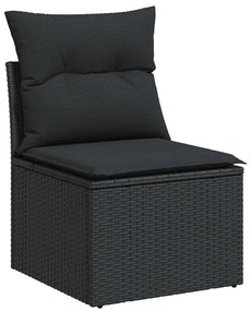 10 pcs conjunto sofás de jardim c/ almofadões vime PE preto