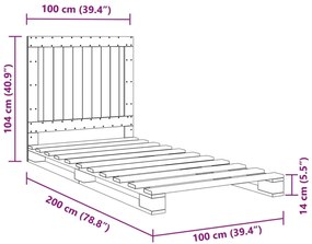 Estrutura de cama com cabeceira 100x200cm pinho maciço