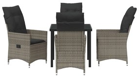 Conjunto de Jantar de Jardim 5 Peças com Almofadas em Rattan Sintético