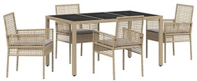 Conjunto de Jantar para Jardim 5 pcs Bege 150 x 90 x 75 cm