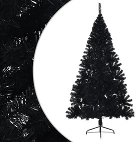 Meia árvore de Natal artificial com suporte 240 cm PVC preto