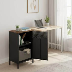 Armário metálico de arrumação para escritório 40 x 42,5 x 76 cm, fecho magnético castanho-preto