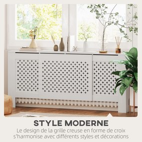 Cobertura para radiador ajustável 136-200 x 21,5 x 91,7 cm, design contemporâneo, comprimento extensível , branco
