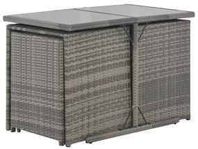 Conjunto jantar p/ exterior com almofadões 7 pcs vime cinzento