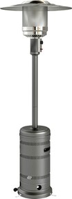 Outsunny Aquecedor a Gás 13 KW com Temperatura Ajustável Proteção Contra Tombos Ignição Piezoelétrica e Rodas 82x82x222 cm Cinzento | Aosom Portugal