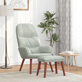 vidaXL Cadeira de descanso com banco p/ pés veludo cinza-claro