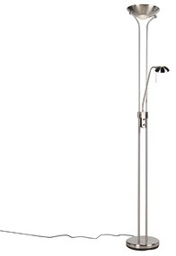 Candeeiro de pé em aço com candeeiro de leitura incluindo LED e dimmer - Diva 2