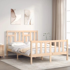 vidaXL Estrutura de cama de casal com cabeceira madeira maciça