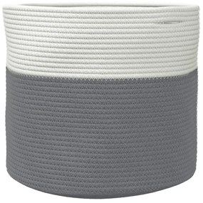 Cesto de arrumação Ø40x35 cm algodão cinzento e branco