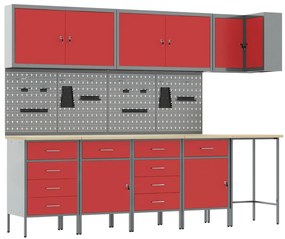 vidaXL Conjunto de Armários de Ferramentas com prateleira 6 pcs Preto