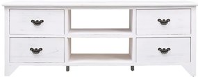 Móvel de TV 108x30x40 cm madeira paulownia maciça branco antigo