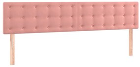 Cama box spring c/ colchão/LED 160x200 cm veludo rosa