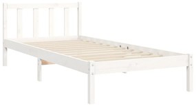 Estrutura de cama com cabeceira 100x200cm madeira maciça branco