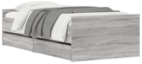 Estrutura de cama com gavetas 100x200 cm cinzento sonoma