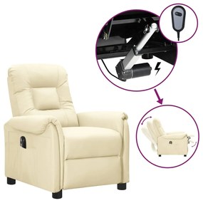 vidaXL Poltrona reclinável elétrica couro artificial cor creme