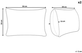Conjunto de 2 almofadas decorativas em algodão laranja e branco com padrão geométrico 30 x 50 cm INULA Beliani