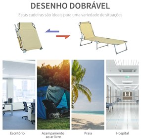 Espreguiçadeira Dobrável e Reclinável em 4 Posições Espreguiçadeira de