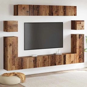 vidaXL Conjunto de móvel de TV com prateleira 8 pcs Madeira Antiga