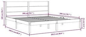 Estrutura de cama 200x200 cm pinho maciço branco