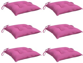 Almofadões para cadeira 6 pcs 40x40x7 cm tecido rosa