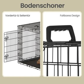 Gaiola para cães, transportadora dobrável, com 2 portas 136 x 79 x 87 cm Preto
