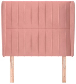 Cabeceira de cama c/ abas veludo 93x23x118/128 cm rosa