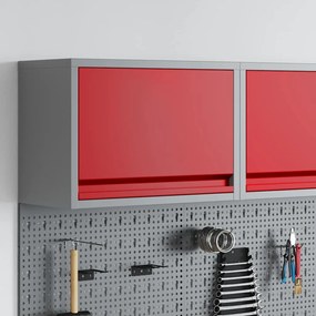vidaXL Armário de Ferramentas Montado na Parede com Porta de Elevação a Gás em Vermelho, 50x25x35 cm