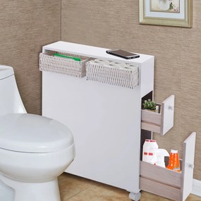 Armário Estreito para Casa de Banho 50x16x72,3 cm – Branco | Organizad