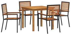 Conjunto de Jantar para Jardim 5 pcs Preto 85 x 85 x 74 cm