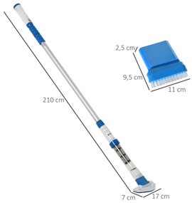 Aspirador Limpador para Piscina Aspirador para Piscina Elétrico Autonomia 45 Minutos com Poste Telescópico 150-210cm Escova e 2 Rodas para Piscinas