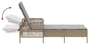 Espreguiçadeira Bege e cinza claro Rattan PE 157 x 55 x 92 cm