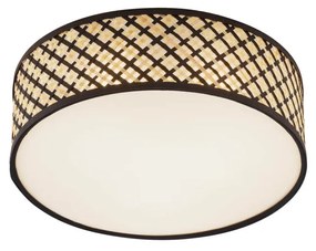 Candeeiro de teto oriental em rotang com estrutura preta 40cm - Tremmo Oriental