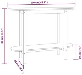 Mesa consola 110x40x80 cm pinho maciço branco