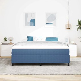 Cama Box com Colchão Azul, Super King, em Tecido Corduroy
