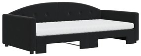 Sofá-cama com gavetão e colchões 100x200 cm veludo preto