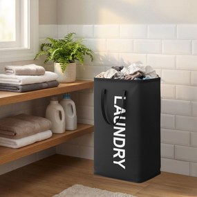 Cesto de roupa suja dobrável, 80 L 40 x 30 x 68 cm Preto